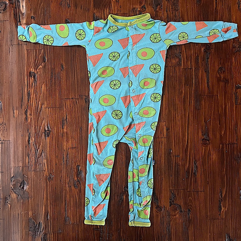 Kickee Coverall with Snaps - Avocado, Chips and Lime 9-12 months